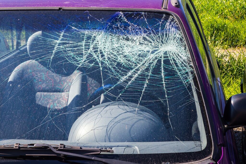 car accident, accident, front window